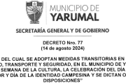 DECRETO NO. 077 - "POR MEDIO DEL CUAL SE ADOPTA MEDIDAS TRANSITORIAS EN MATERIA DE TRANSITO, TRANSPORTE Y SEGURIDAD"...